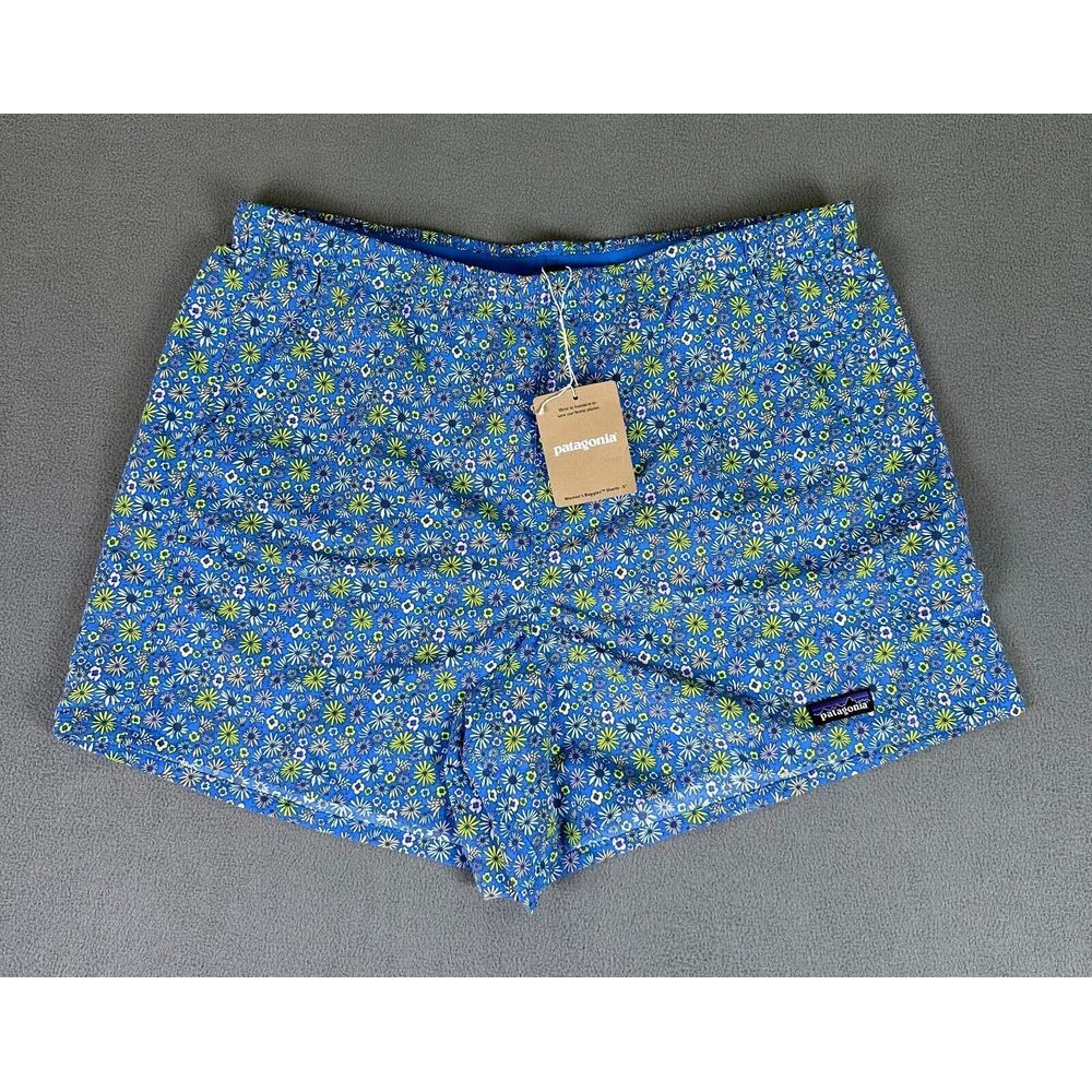Patagonia Baggies‎ Shorts Womens Large Blue Floral Sun Flower Outdoor Hiking